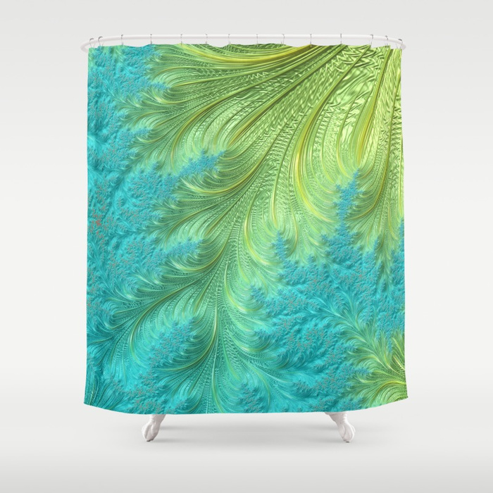 Tail Feather Fractal Shower Curtain